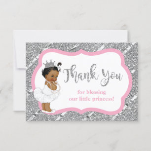 Tarjeta De Agradecimiento Pequeña Princesa Gracias Tarjeta, Falsa Purpurina