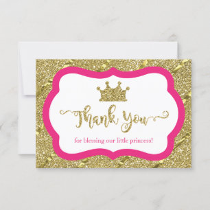 Tarjeta De Agradecimiento Pequeña Princesa Gracias Tarjeta, Rosa, Falsa Purp