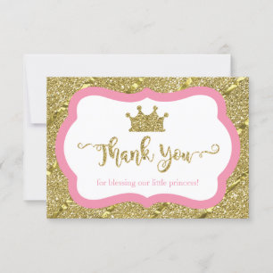Tarjeta De Agradecimiento Pequeña Princesa Gracias Tarjeta, Rosa, Falsa Purp