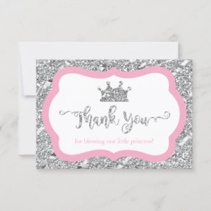 Tarjeta De Agradecimiento Pequeña princesa Thank You Card, falso purpurina