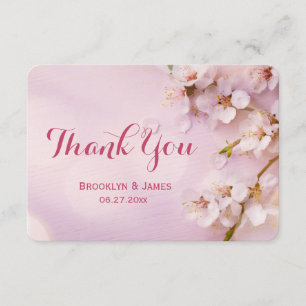 Tarjeta De Agradecimiento Pequeña Ronda Rosa Cerezo Blossom Gracias Cartas