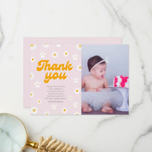 Tarjeta De Agradecimiento Pequeña señorita rosa florida, maravillosa foto cu