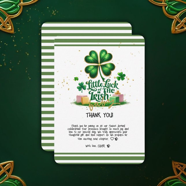 Tarjeta De Agradecimiento Pequeña suerte de la irlandesa Shamrock Gold Baby  (Subido por el creador)