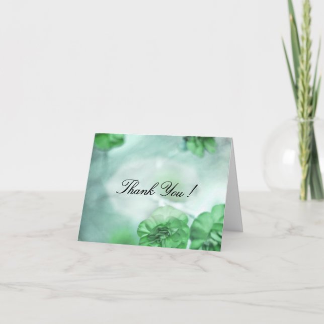 Tarjeta De Agradecimiento Pequeñas flores verdes gracias (Anverso)