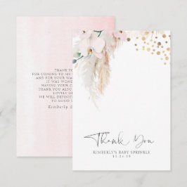 Tarjeta De Agradecimiento Pequeñas gracias a Pampas Grass Floral Baby Shower