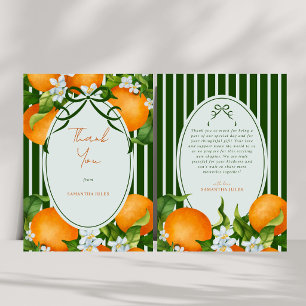 Tarjeta De Agradecimiento Pequeñas Rayas de Cuti Citricos Naranjas Fiesta de