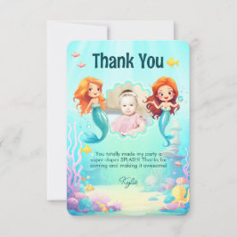 Tarjeta De Agradecimiento Pequeñas sirenas bajo el cumpleaños del mar