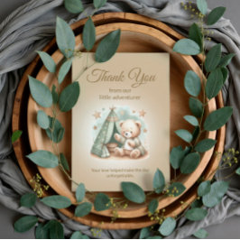 Tarjeta De Agradecimiento Pequeño Aventurero Rústico Teddy Bear Bear Bear Be