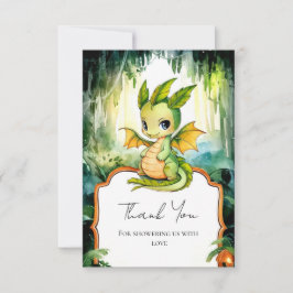 Tarjeta De Agradecimiento Pequeño Baby Shower de dragón encantado