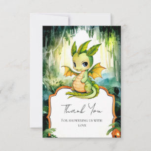 Tarjeta De Agradecimiento Pequeño Baby Shower de dragón encantado