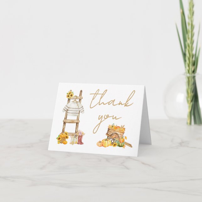 Tarjeta De Agradecimiento Pequeño Baby Shower ruso de calabaza (Anverso)