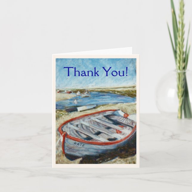 Tarjeta De Agradecimiento Pequeño barco 'Gracias' Notecard (Anverso)