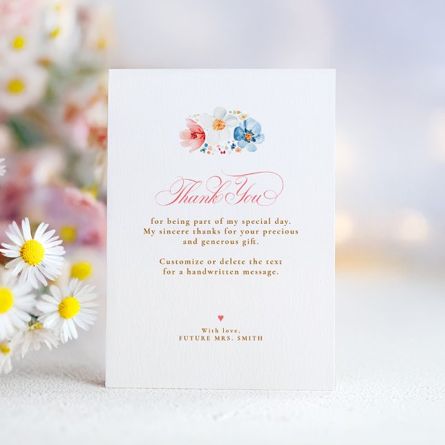 Tarjeta De Agradecimiento Pequeño Boda de flores silvestres gracias (Wildflowers Small Thank You Card)