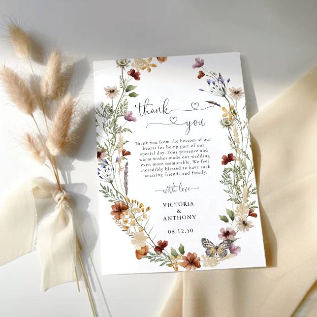 Tarjeta De Agradecimiento Pequeño Boda de Flores Silvestres Gracias Cartas (Subido por el creador)