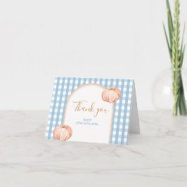 Tarjeta De Agradecimiento Pequeño Boho Boho Blue Gingham doblado