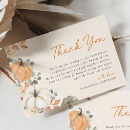 Tarjeta De Agradecimiento Pequeño Boho floral de calabaza elegante Baby Show