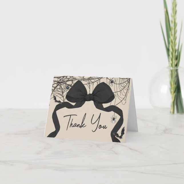 Tarjeta De Agradecimiento Pequeño Boo gótico espantado Baby Shower (Anverso)