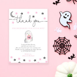 Tarjeta De Agradecimiento Pequeño Boo Halloween chica fantasma con ducha de