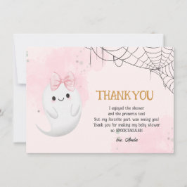 Tarjeta De Agradecimiento Pequeño Boo Halloween chica fantasma con ducha de 