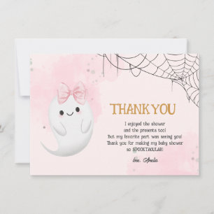 Tarjeta De Agradecimiento Pequeño Boo Halloween chica fantasma con ducha de