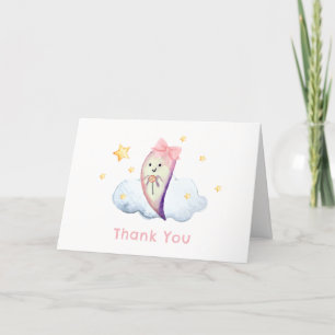 Tarjeta De Agradecimiento Pequeño Boo Rosa Bow Ghost Halloween Baby Shower