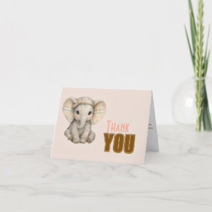 Tarjeta De Agradecimiento Pequeño Cacahuete Boho Safari Elefante Niño Baby S