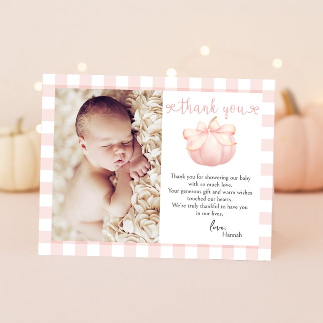 Tarjeta De Agradecimiento Pequeño calabaza rosada foto Baby Shower (Subido por el creador)