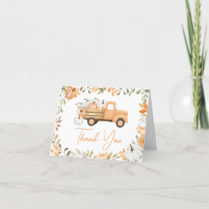 Tarjeta De Agradecimiento Pequeño Camión de Calabaza Cae Baby Shower