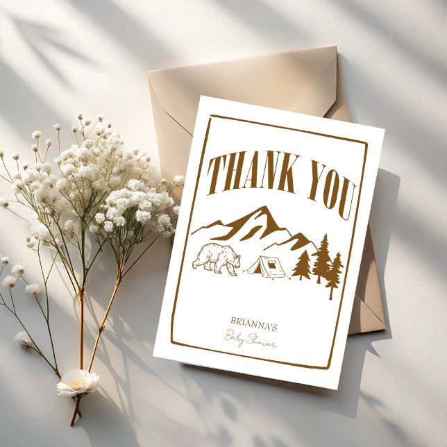 Tarjeta De Agradecimiento Pequeño campista de aventura boho de bebé ducha (Little camper adventure awaits boho baby shower thank you cards terracotta modern sketch cards)