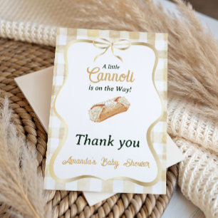 Tarjeta De Agradecimiento Pequeño Cannoli Neutral Beige Baby Shower Italiano