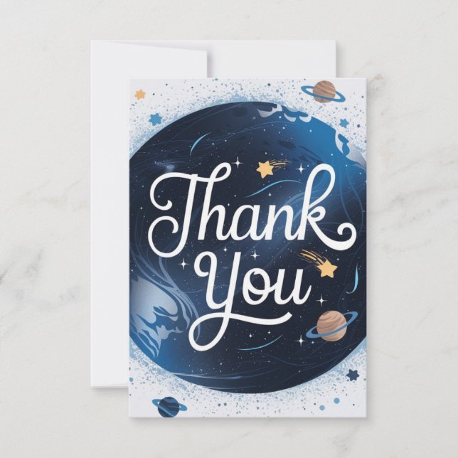 Tarjeta De Agradecimiento Pequeño Celestial Cósmico Mágico (Anverso)