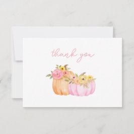 Tarjeta De Agradecimiento Pequeño Chica de calabaza Baby Shower
