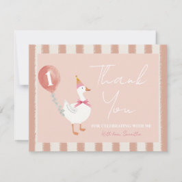 Tarjeta De Agradecimiento Pequeño Chica de globo rosado de Goose Primer cump