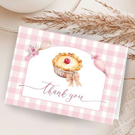 Tarjeta De Agradecimiento Pequeño Cutie Pie Baby Shower Pink Folded Gracias