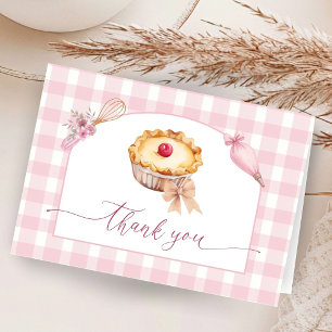 Tarjeta De Agradecimiento Pequeño Cutie Pie Baby Shower Pink Folded Gracias