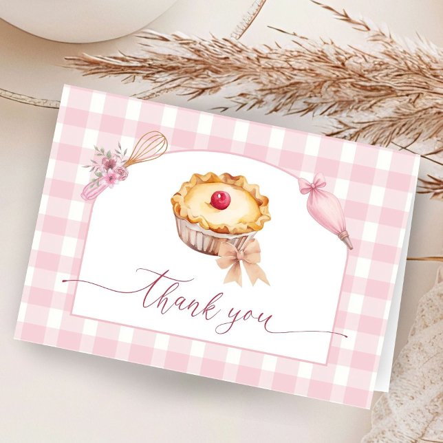 Tarjeta De Agradecimiento Pequeño Cutie Pie Baby Shower Pink Folded Gracias (Subido por el creador)