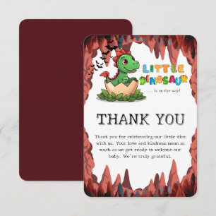Tarjeta De Agradecimiento Pequeño Dinosaurio Está en Camino