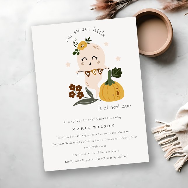 Tarjeta De Agradecimiento Pequeño fantasma de Halloween invitado a Baby Show (Subido por el creador)