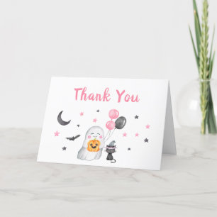 Tarjeta De Agradecimiento Pequeño fantasma rosado Baby Shower