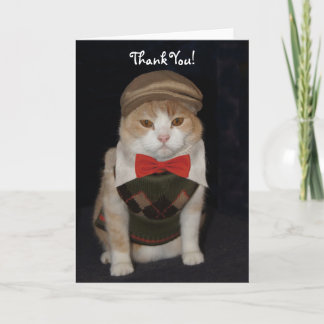 Tarjeta De Agradecimiento Pequeño Gato Caballero en Argyle Sweater Gracias
