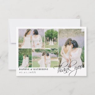 Tarjeta De Agradecimiento Pequeño guión de Boda blanco gracias