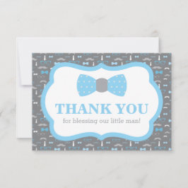 Tarjeta De Agradecimiento Pequeño hombre gracias tarjeta, azul bebé y gris