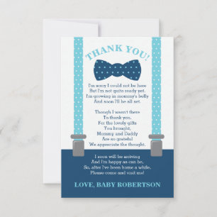 Tarjeta De Agradecimiento Pequeño Hombre Gracias Tarjeta, Azul, Gris