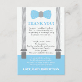 Tarjeta De Agradecimiento Pequeño Hombre Gracias Tarjeta, Bebé Azul, Gris