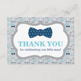 Tarjeta De Agradecimiento Pequeño Hombre Gracias Tarjeta, Bow Tie, Azul, Gri