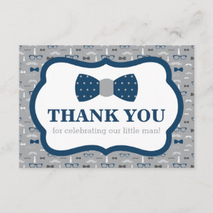 Tarjeta De Agradecimiento Pequeño Hombre Gracias Tarjeta, Bow Tie, Marina, G