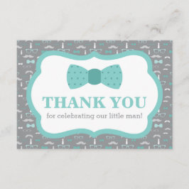 Tarjeta De Agradecimiento Pequeño Hombre Gracias Tarjeta, Bow Tie, Turquesa,