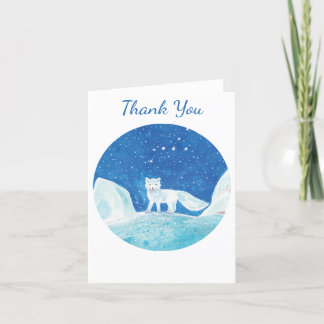 Tarjeta De Agradecimiento Pequeño Ilustracion de Fox Ártica (Vulpes Lagopus)