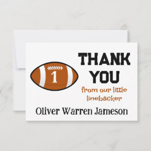 Tarjeta De Agradecimiento Pequeño Linebacker Fútbol Bebé Niño 1er Cumpleaños