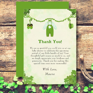 Tarjeta De Agradecimiento Pequeño Lucky One Shamrock Baby Set Baby Shower